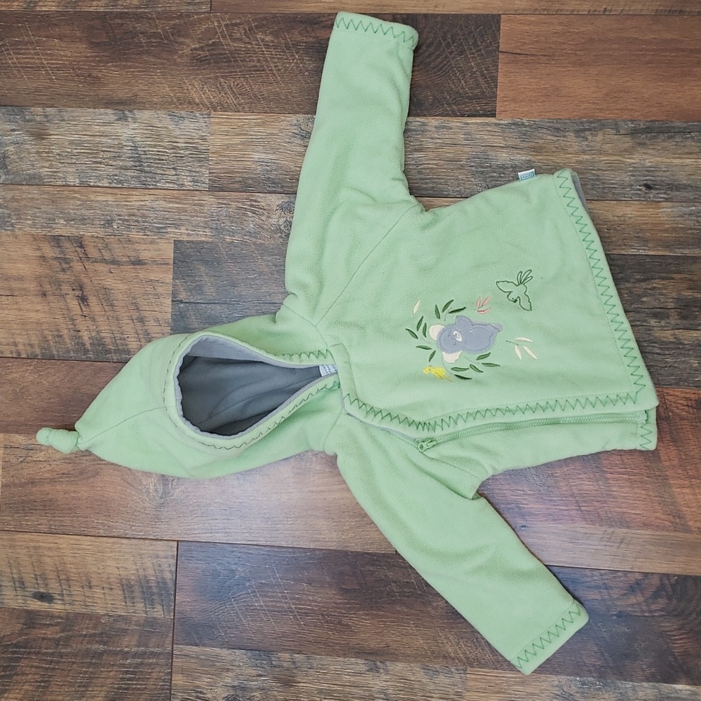 I Play Recycled Ecofleece Pastel Green Zip-up Hoodie, Size 12 Months